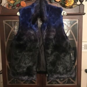 Ombré blue faux fur vest