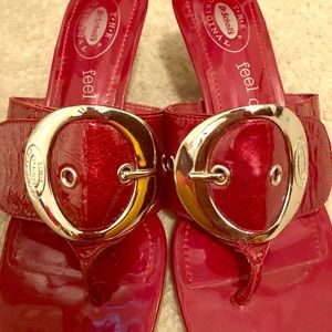 Dr. Scholls Red open toe Kitten Heels