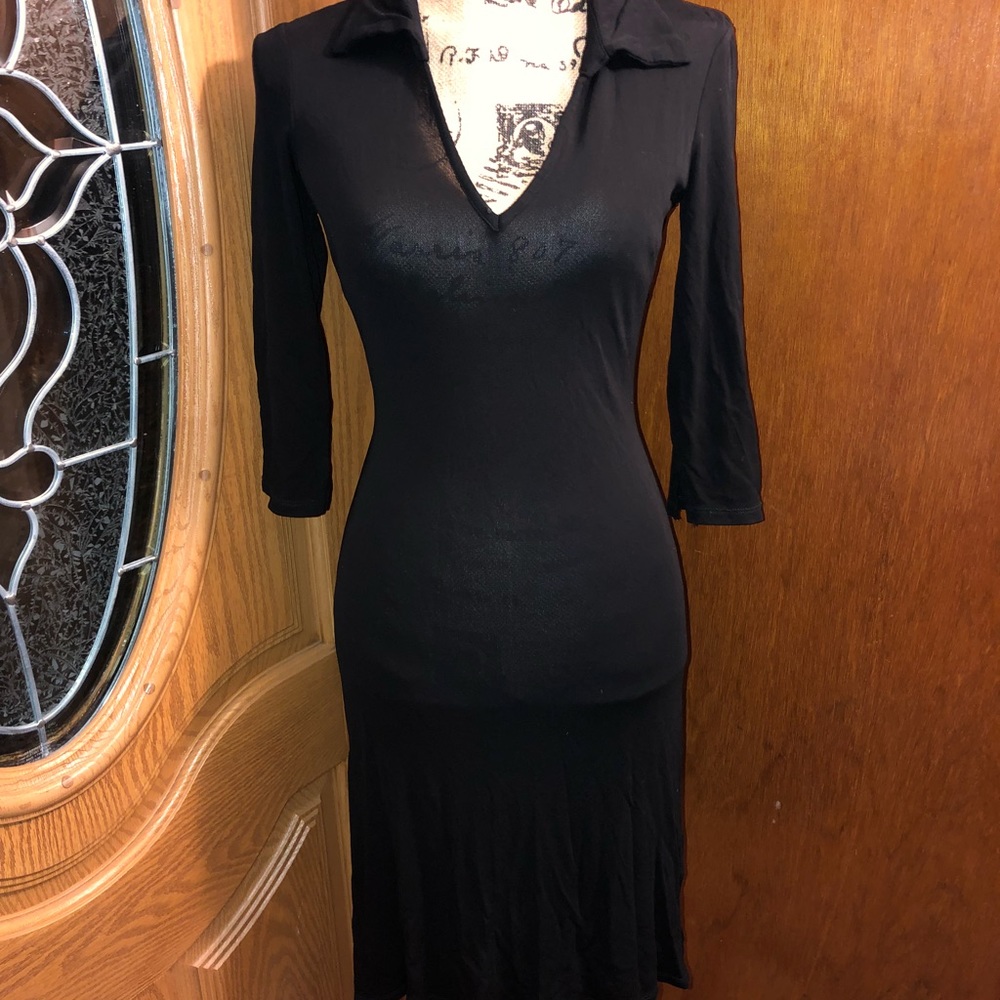 BEBE LITTLE BLACK DRESS 3/4 SLEEVE SZ SMALL
