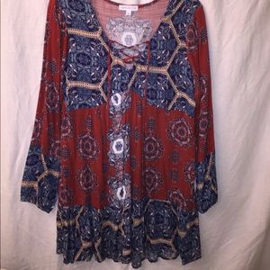 Socialite-Bohemian Style Dress w/ CrissCross Front