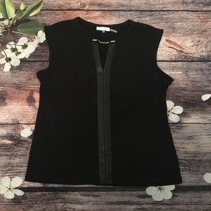 Calvin Klein Blouse XL with faux leather trim