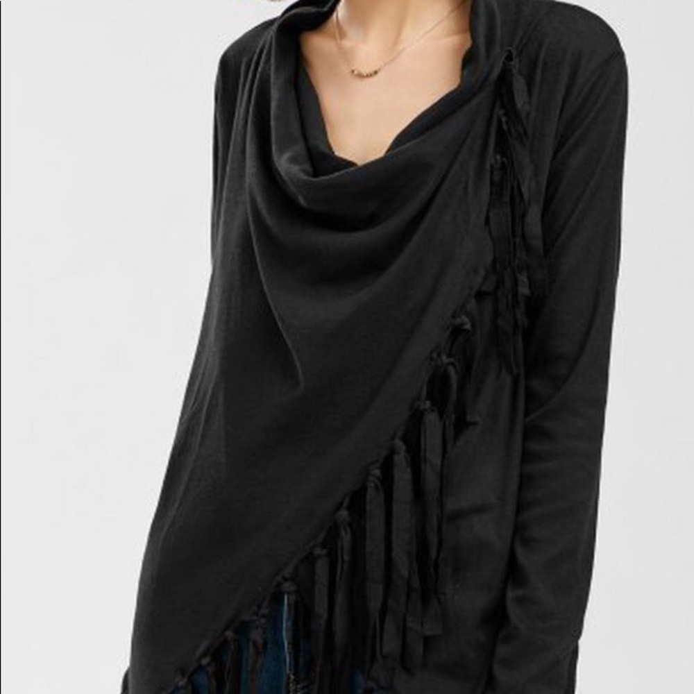 Stylish Asymmetrical Tassel Wrap Top