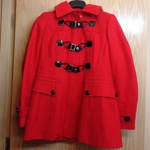 Red pea coat