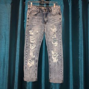 Machine Pour Neuf Mode Ripped Boyfriend Jeans