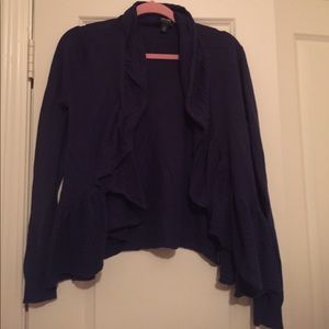 Navy ruffle cardigan!