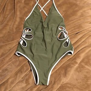 Olive one piece swim suit