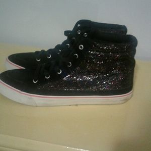Black and glitter tennis shoes
