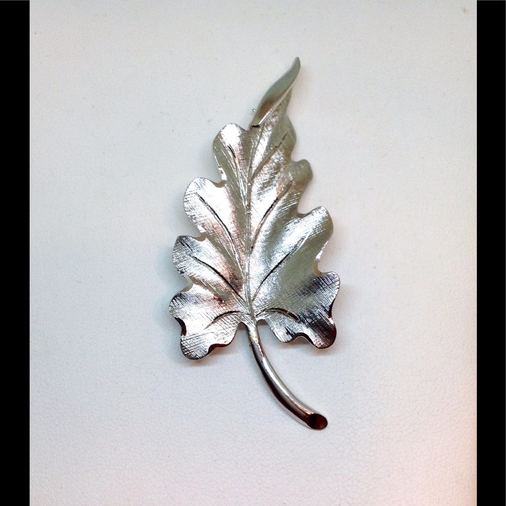 MONET Signature Silver Leaf Pin Brooch