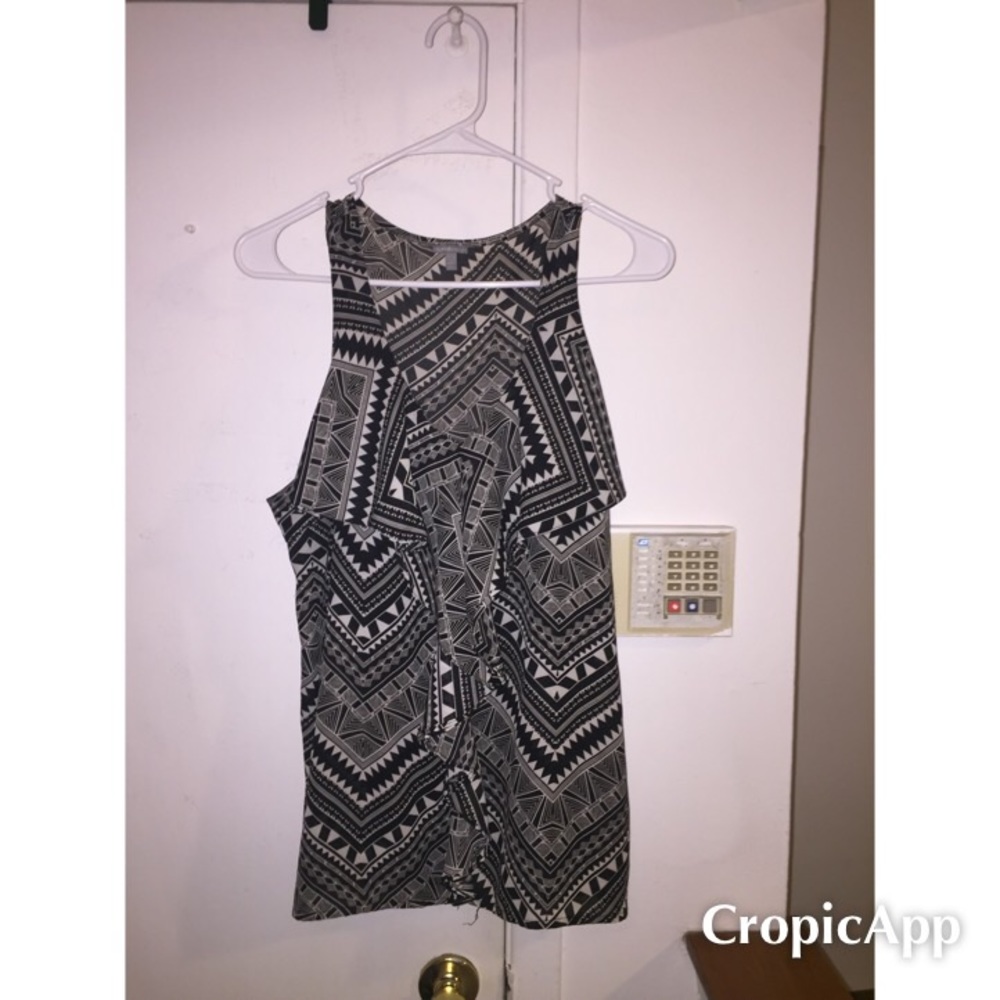 Black and white ruffle front Charlotte Russe tank