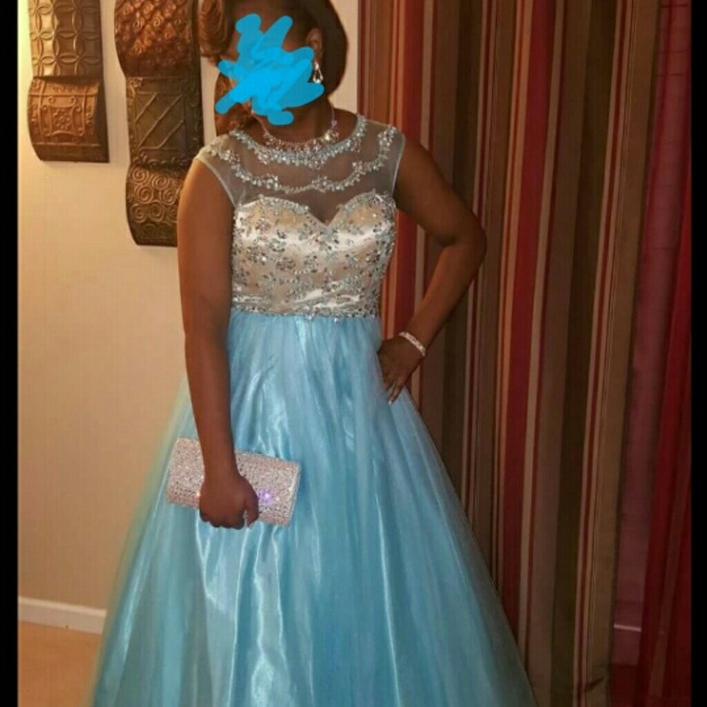 Long Cinderella prom dress.