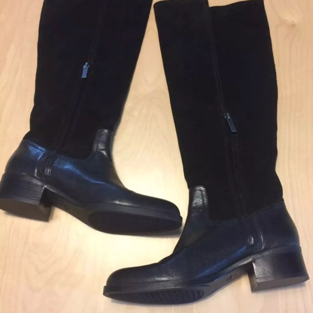Tall Black Suede and Leather Boots