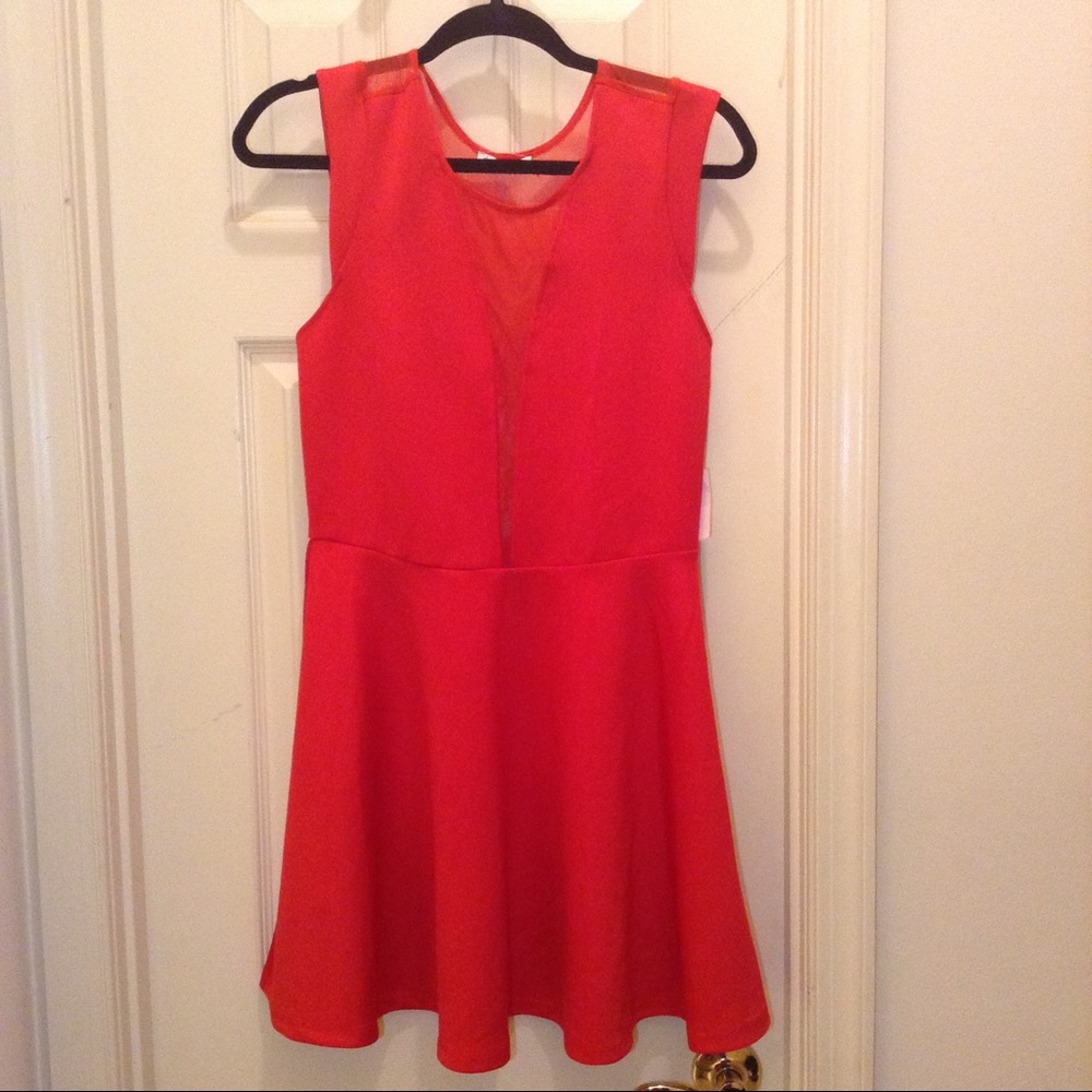 NEW Red Mesh Skater Dress
