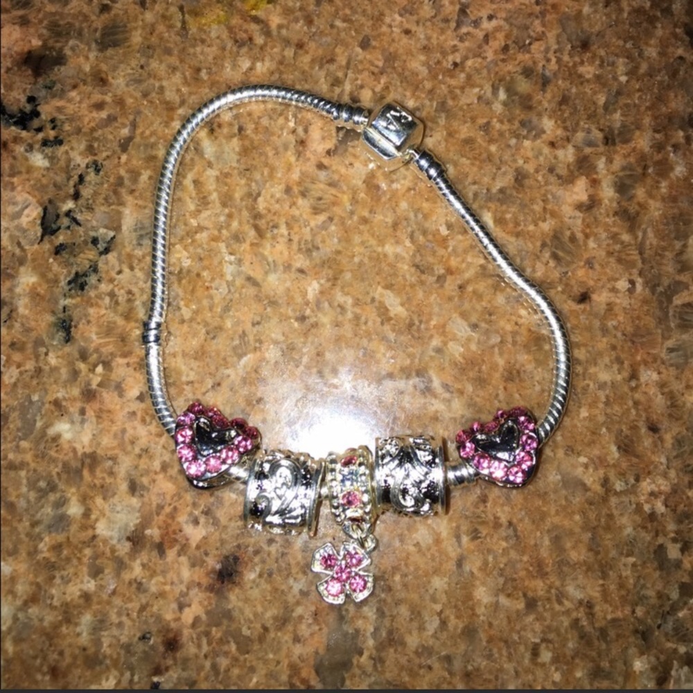 Pandora Bracelet w/ Pink Charms