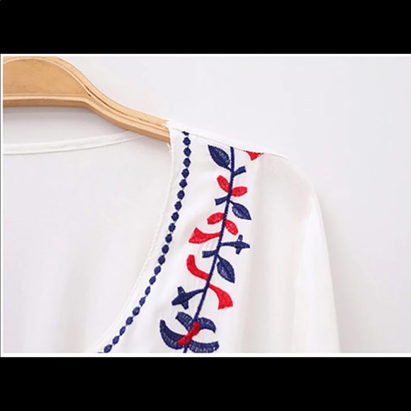 Embroidery Floral Boho Sexy Beach Coverup Dress - Picture 5 of 8