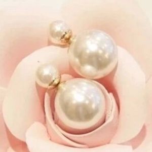 Fashion jewelry Double sides pearl stud earrings