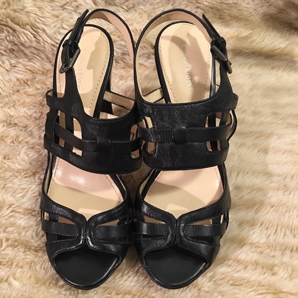Calvin Klein Shoes - ☃️Calvin Klein Black Leather Heals☃️