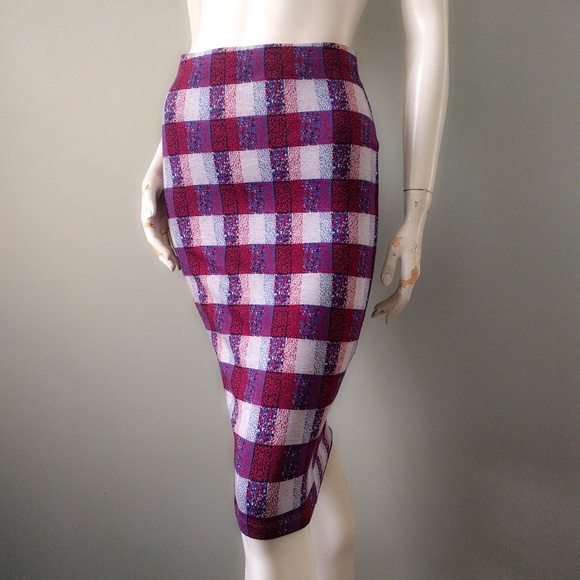 Topshop Tartan Plaid Pencil Tube Skirt 38 6 x-mas - Picture 3 of 7