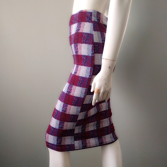 Topshop Tartan Plaid Pencil Tube Skirt 38 6 x-mas - Picture 4 of 7