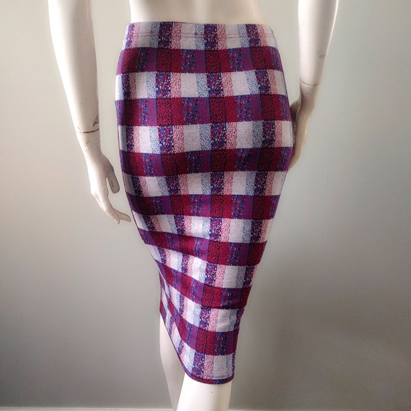 Topshop Tartan Plaid Pencil Tube Skirt 38 6 x-mas - Picture 5 of 7
