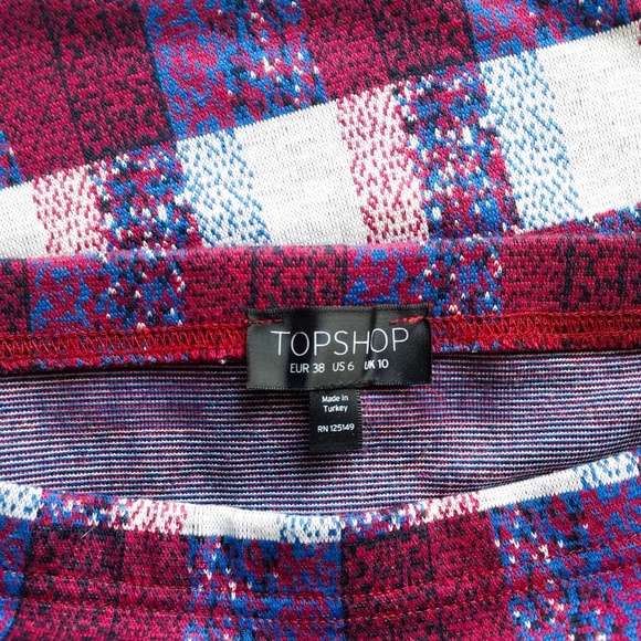 Topshop Tartan Plaid Pencil Tube Skirt 38 6 x-mas - Picture 6 of 7