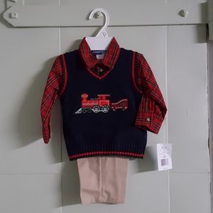 Kohl's Christmas train 18m sweater vest outfit