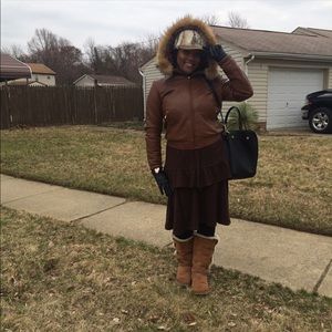 Women's Brown Quilted Wilson's Leather Coat Medium