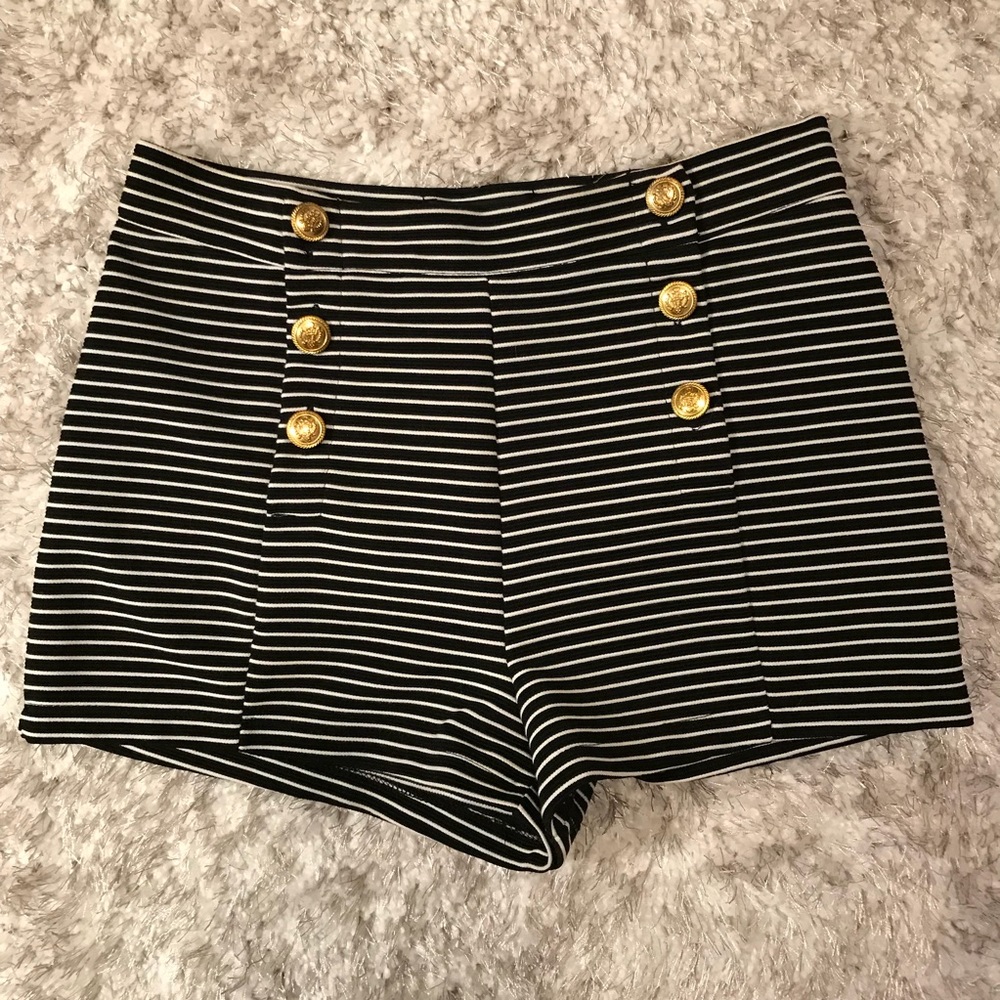 Striped high waisted shorts