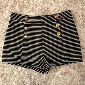 Striped high waisted shorts