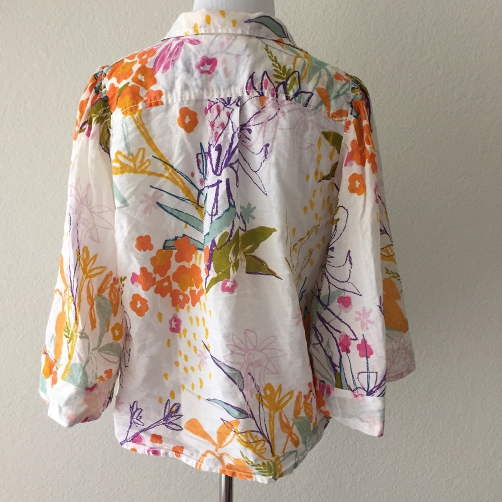 Anthropologie Maeve Eliot floral bell sleeve top M - Picture 4 of 6