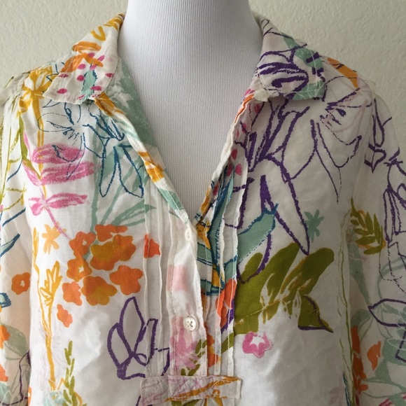 Anthropologie Maeve Eliot floral bell sleeve top M - Picture 2 of 6