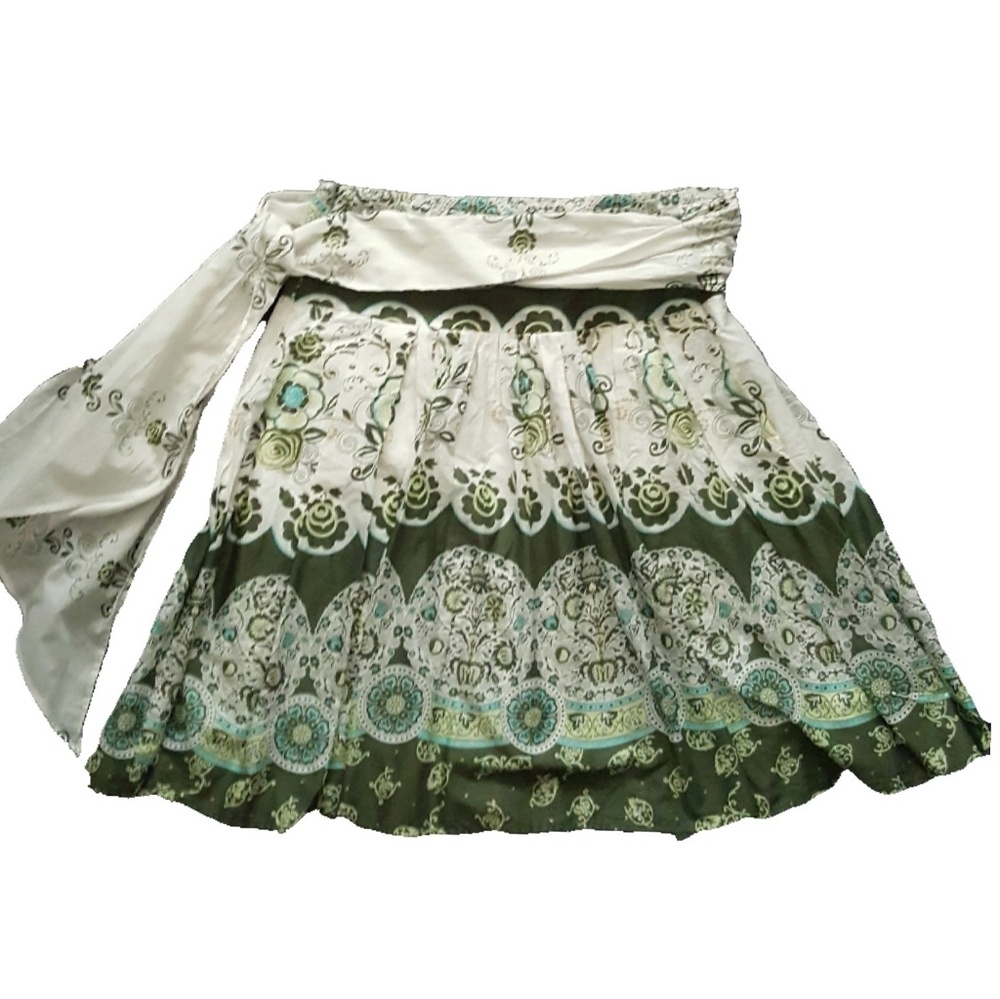 Gorgeous olive/teal/gold skirt, size L
