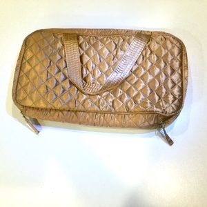 NEW travel bag 2 piece set gold with zippers