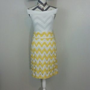 Antonio Melani yellow & white knit pencil skirt