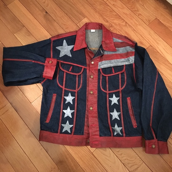 Hand painted patriotic denim jacket - Picture 2 of 5