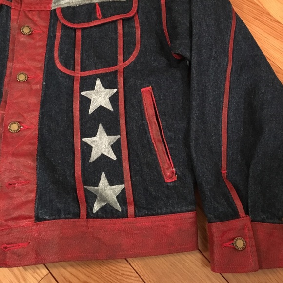 Hand painted patriotic denim jacket - Picture 4 of 5