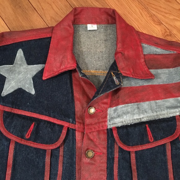 Hand painted patriotic denim jacket - Picture 3 of 5