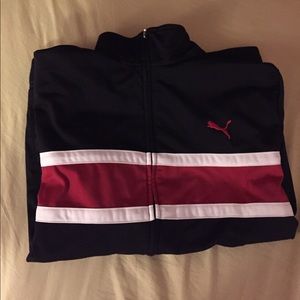 Puma red white and black zip up