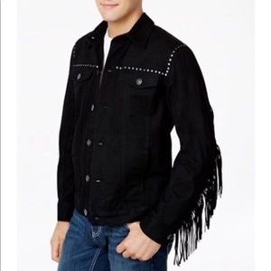 Anna Sui denim jacket fringe stud similar to Zara