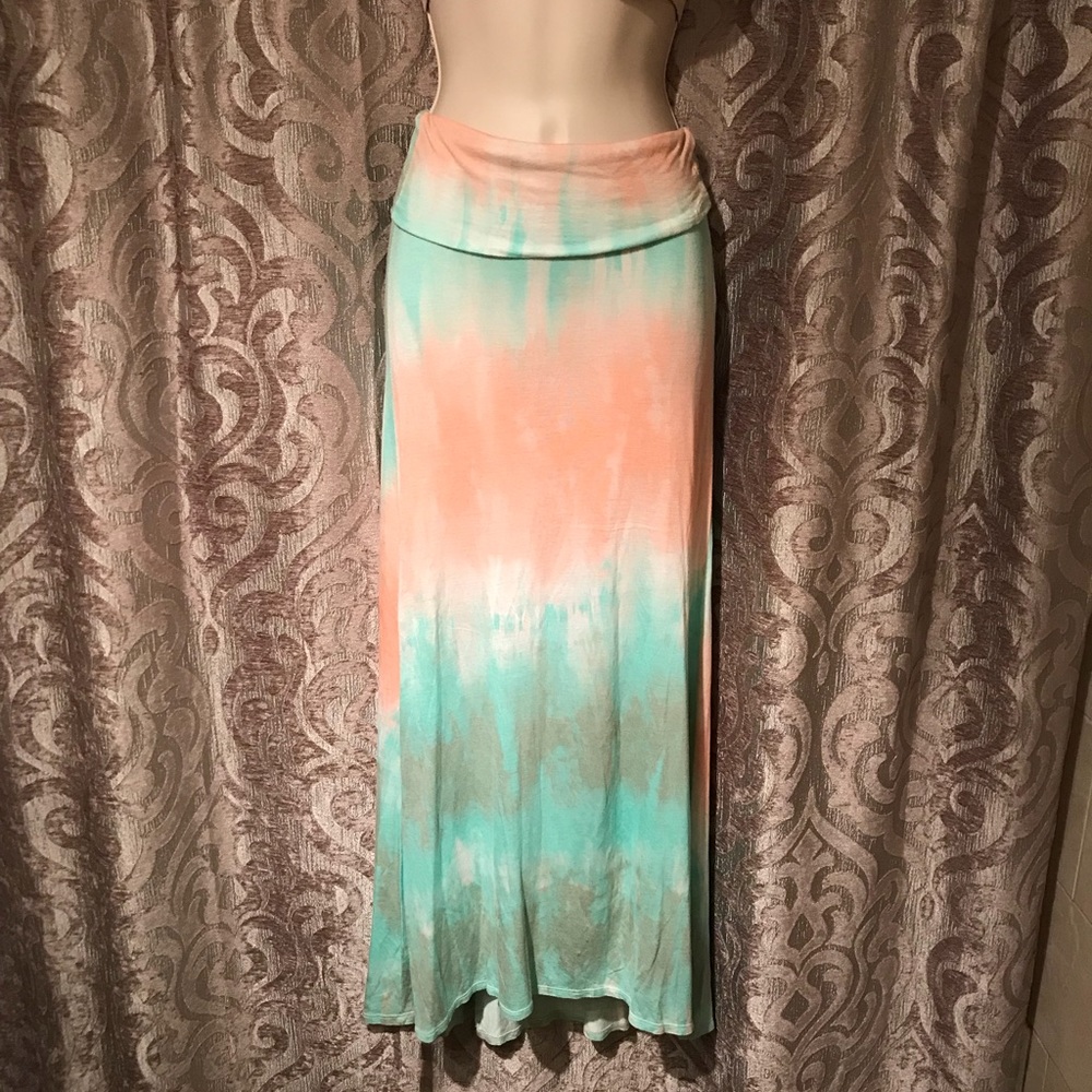 Tie dye asymmetrical maxi skirt