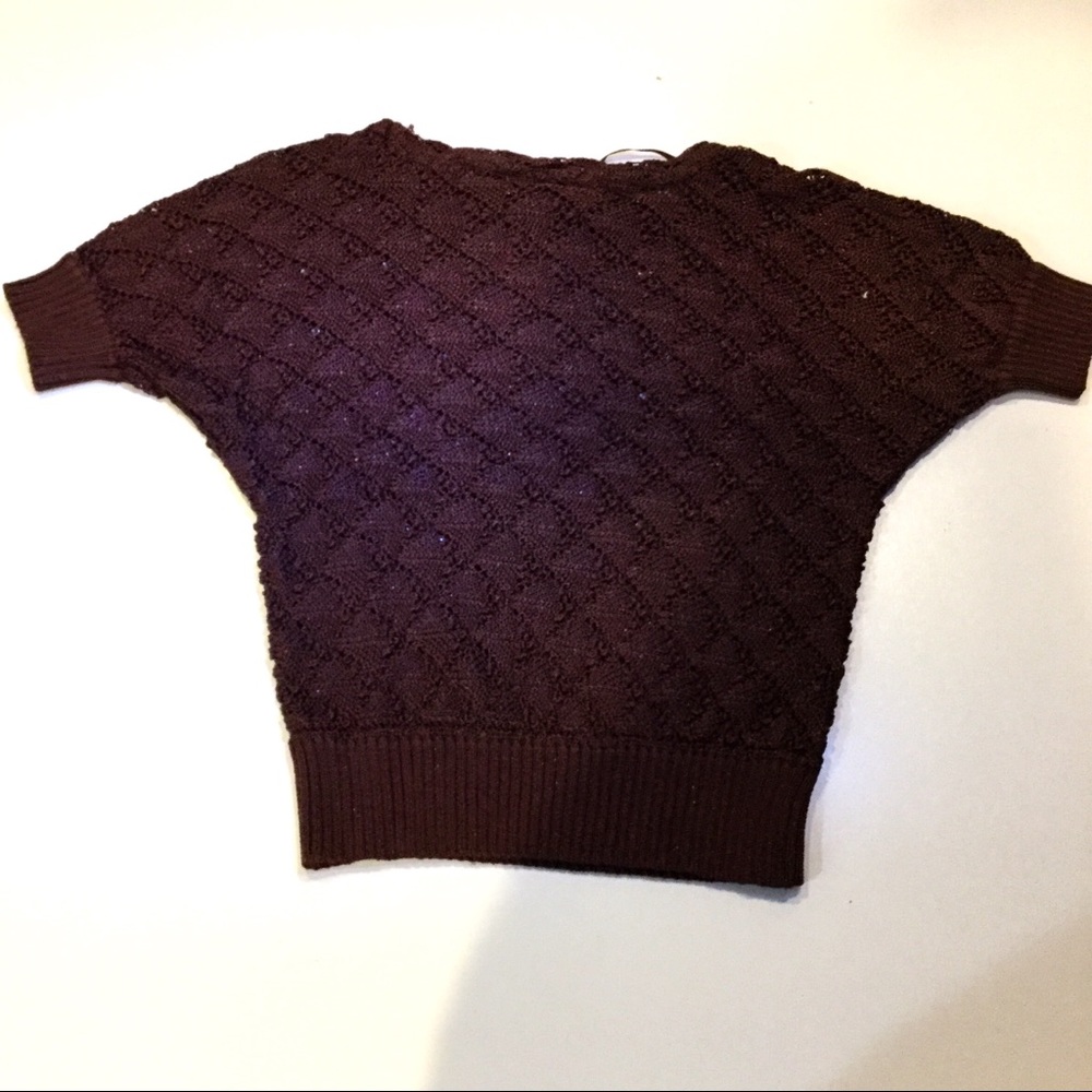 INC crochet lace knit crop top burgundy 👚 blouse