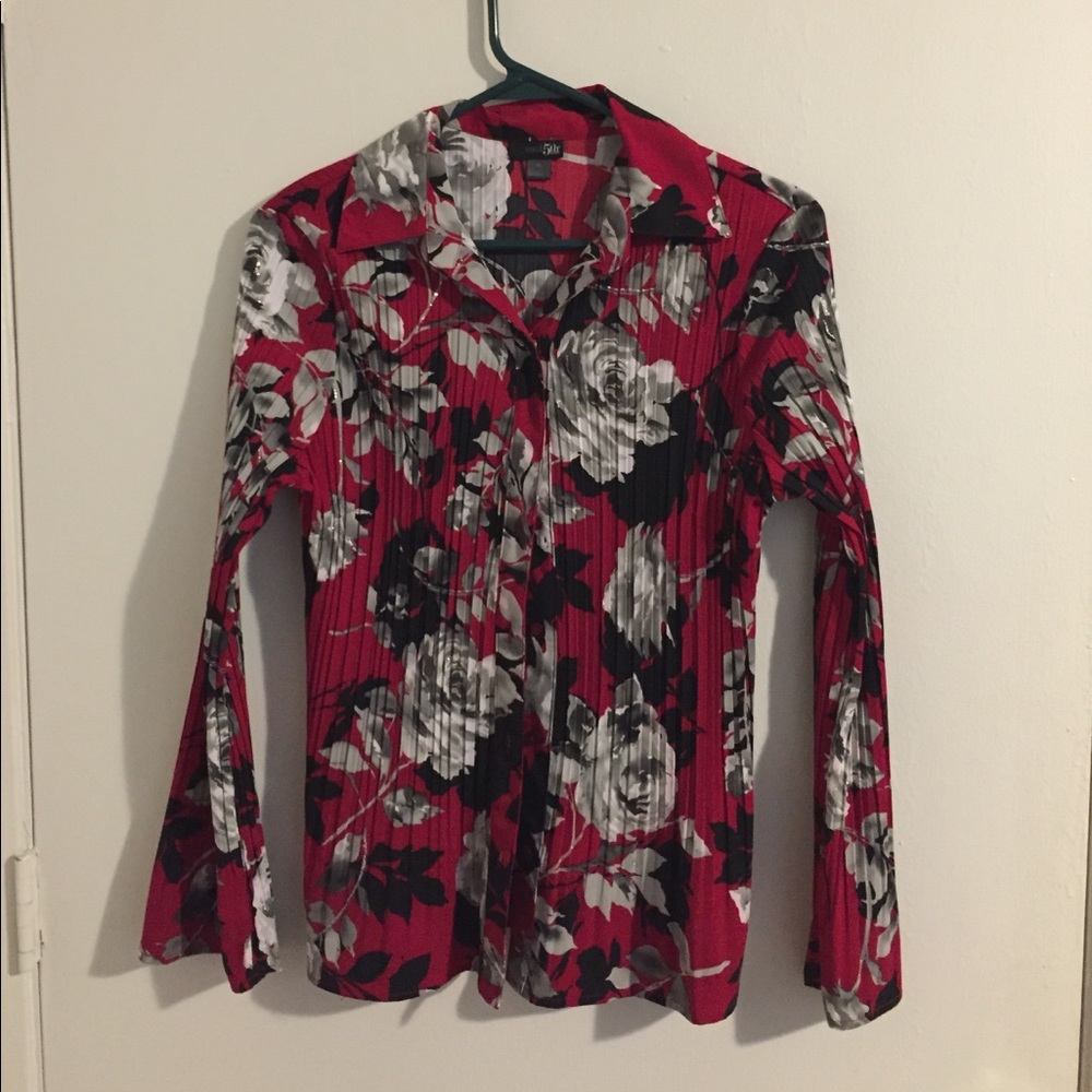 Accordian Pleat Blouse with Bell Sleeves