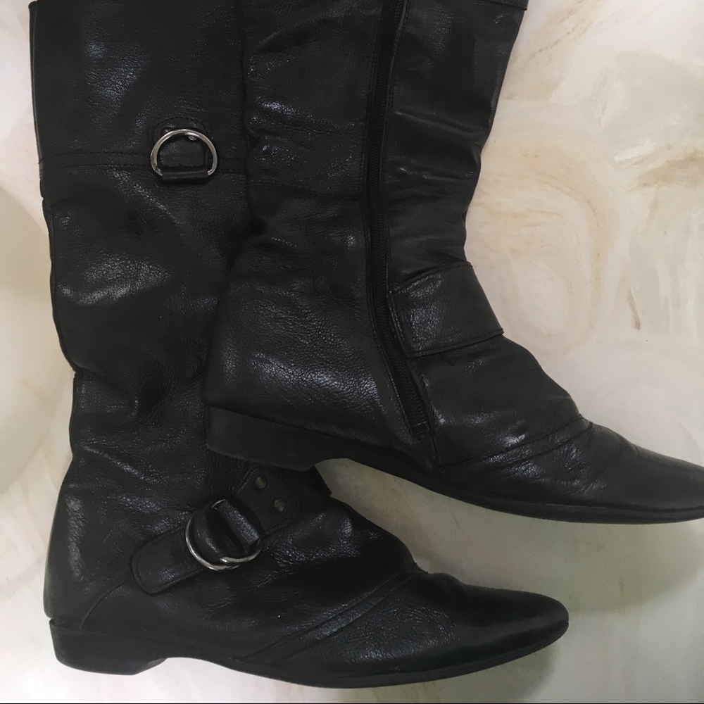 Black leather boots
