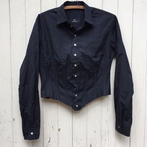 Y's Yohji Yamamoto black corset button down shirt