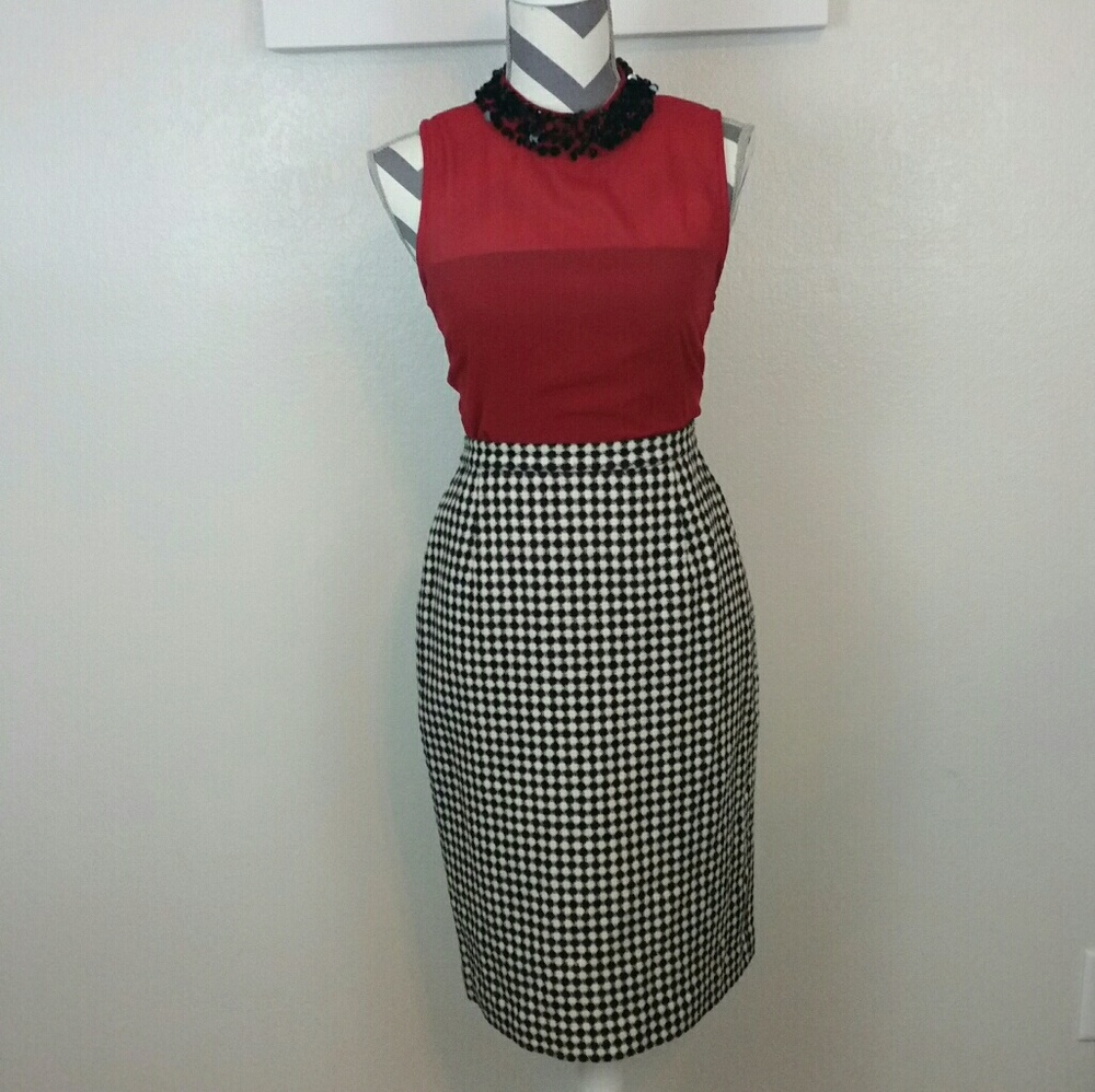 Talbots Wool blend checkered pencil skirt