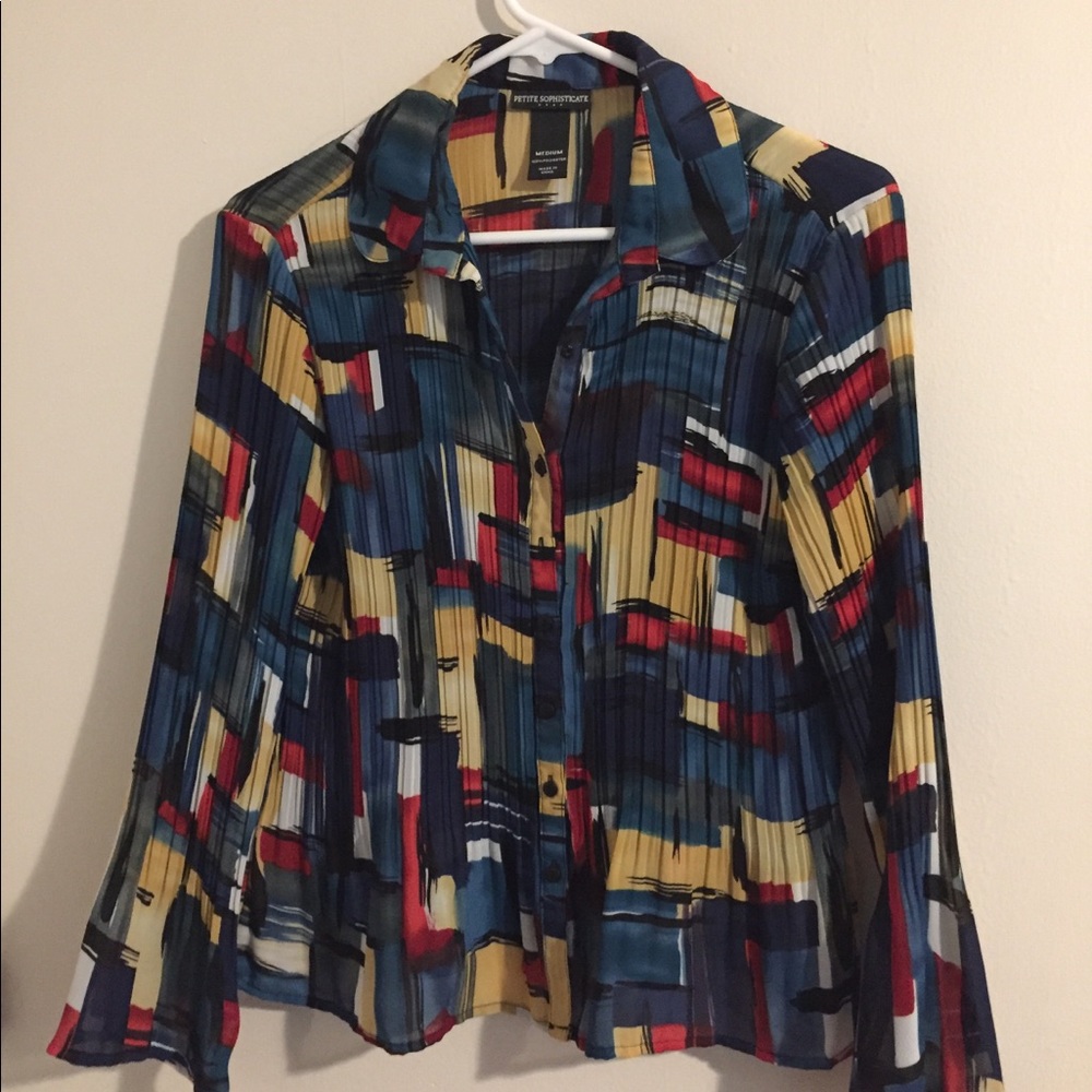 Accordian Pleat Blouse with Bell Sleeves