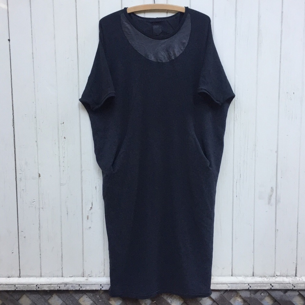 Hoi Bo black washed leather oversized cocoon dress