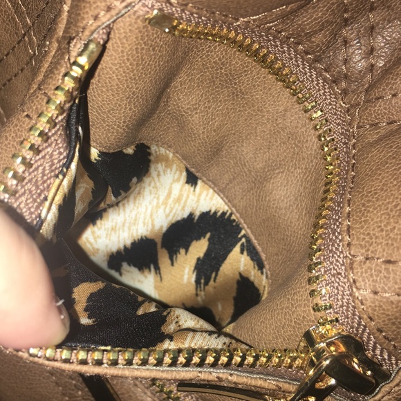 Chaus Brown Leather Jacket w/ Animal print detail - Picture 6 of 8