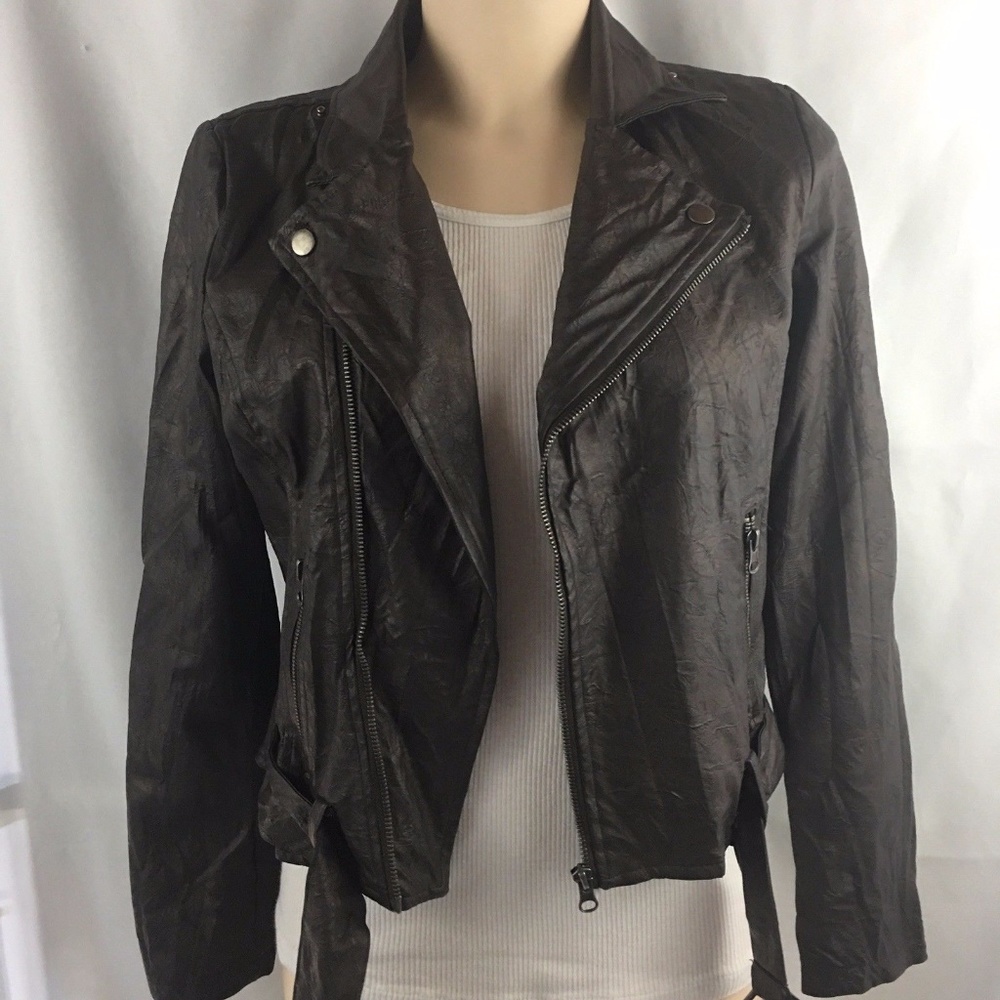 Forever 21 Brown Faux Leathr Women Moto Jacket S P