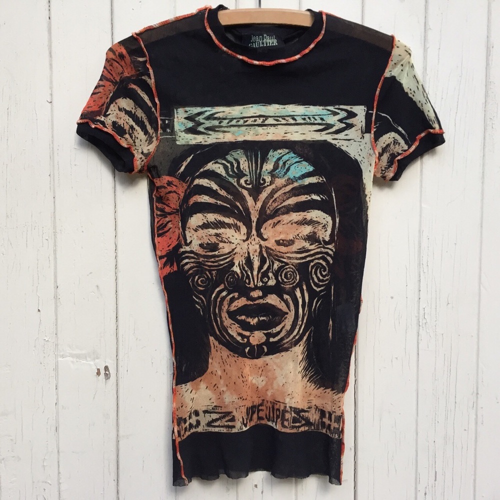 Jean Paul Gaultier Maille maori tattoo mesh top