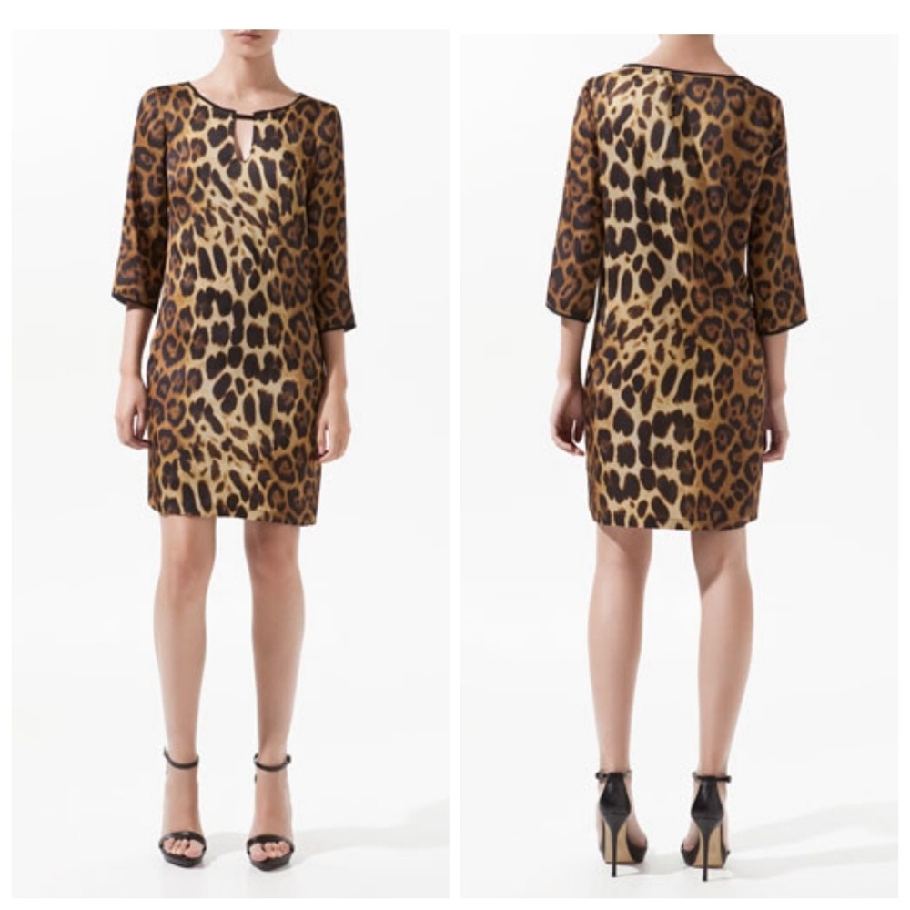 NYE ZARA Leopard Animal Print Mini Dress S